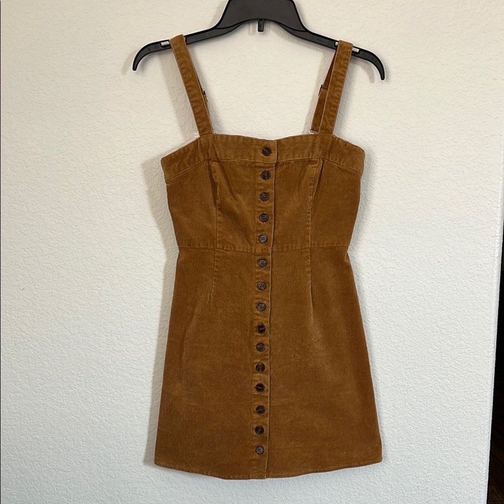 Brown Corduroy Button-Down Dress